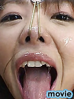Bizarre nostril hook bukkake torture